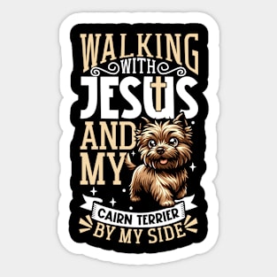 Jesus and dog - Cairn Terrier Sticker